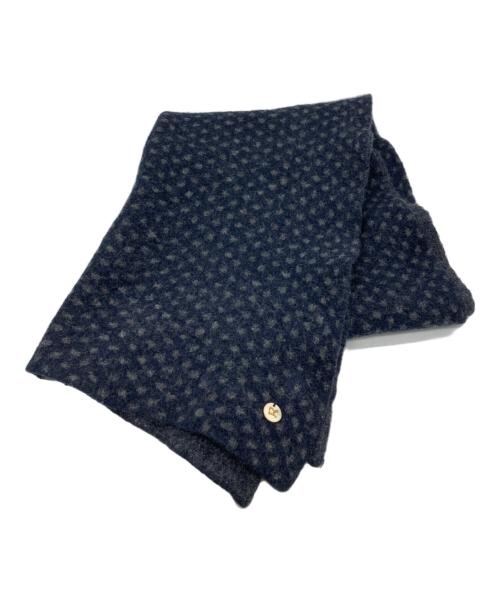 45R（フォーティファイブ・アール）45R (フォーティファイブ・アール) ドット柄マフラー ネイビー×グレーの古着・服飾アイテム