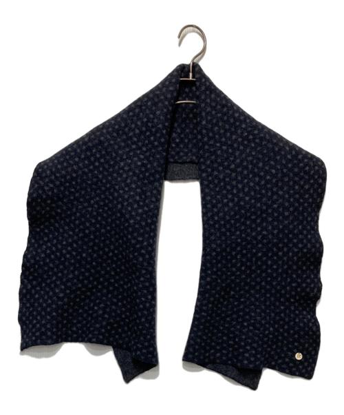 45R（フォーティファイブ・アール）45R (フォーティファイブ・アール) ドット柄マフラー ネイビー×グレーの古着・服飾アイテム