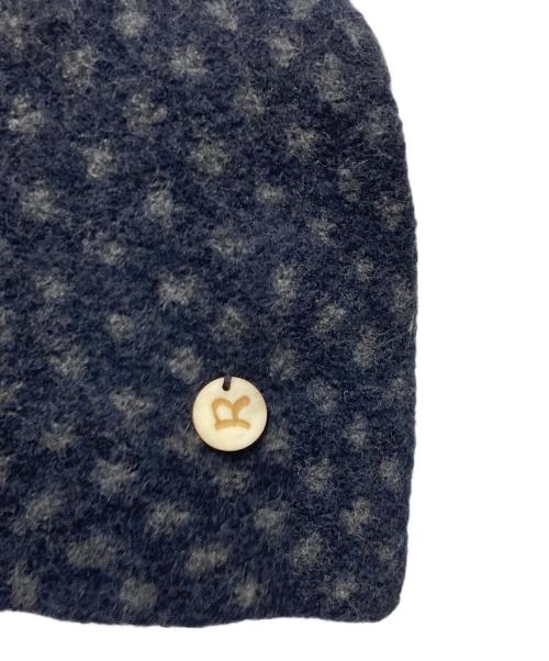 45R（フォーティファイブ・アール）45R (フォーティファイブ・アール) ドット柄マフラー ネイビー×グレーの古着・服飾アイテム