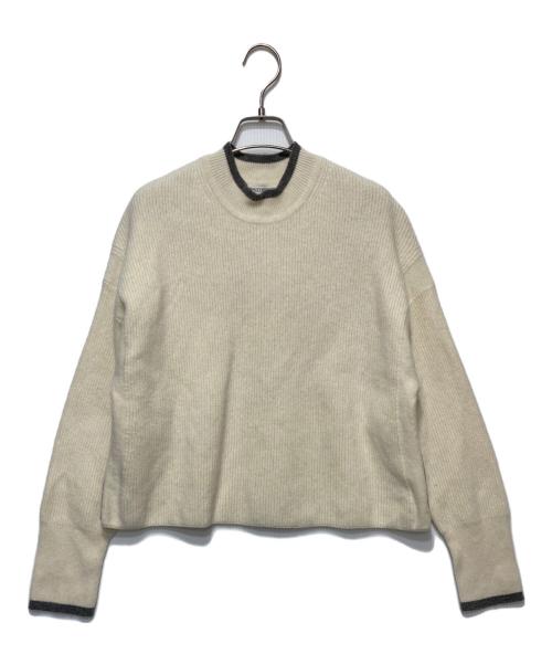 BEAUTY&YOUTH（ビューティーアンドユース）BEAUTY&YOUTH (ビューティーアンドユース) ネップカラーライン クルーネック ニットプルオーバー ホワイト サイズ:-の古着・服飾アイテム