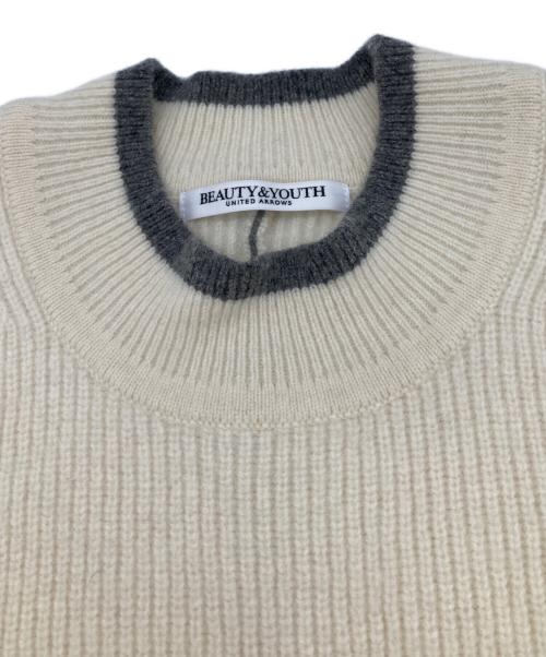 BEAUTY&YOUTH（ビューティーアンドユース）BEAUTY&YOUTH (ビューティーアンドユース) ネップカラーライン クルーネック ニットプルオーバー ホワイト サイズ:-の古着・服飾アイテム