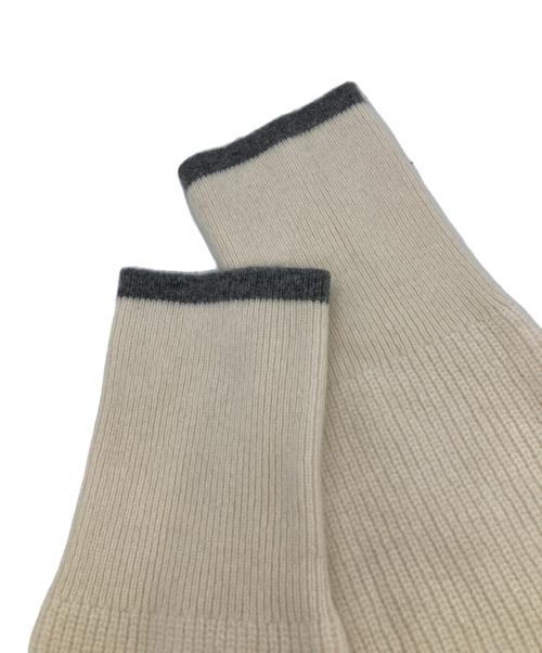 BEAUTY&YOUTH（ビューティーアンドユース）BEAUTY&YOUTH (ビューティーアンドユース) ネップカラーライン クルーネック ニットプルオーバー ホワイト サイズ:-の古着・服飾アイテム