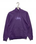 stussyステューシー）の古着「ロゴ刺繍フーディ」｜パープル
