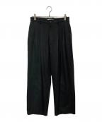 cornierコルニエ）の古着「Super130's WORSTED WOOL 2-TUCK WIDE PANTS」｜ブラック