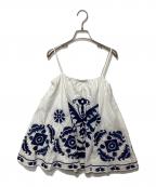 Spick and Spanスピック＆スパン）の古着「エンブロイダリーフレアキャミソール」｜ホワイト×ブルー