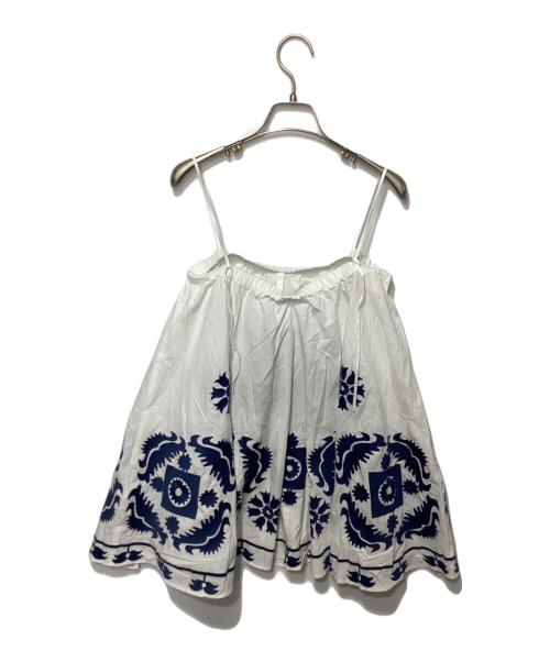 Spick and Span（スピック＆スパン）Spick and Span (スピックアンドスパン) エンブロイダリーフレアキャミソール ホワイト×ブルー サイズ:表記無し 未使用品の古着・服飾アイテム