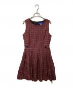 BLUE LABEL CRESTBRIDGEブルーレーベルクレストブリッジ）の古着「ノースリーブチェックワンピース」｜レッド