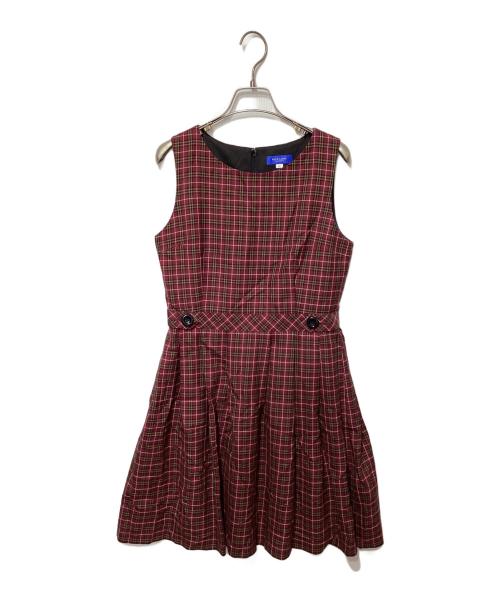 BLUE LABEL CRESTBRIDGE（ブルーレーベルクレストブリッジ）BLUE LABEL CRESTBRIDGE (ブルーレーベルクレストブリッジ) ノースリーブチェックワンピース レッド サイズ:38の古着・服飾アイテム