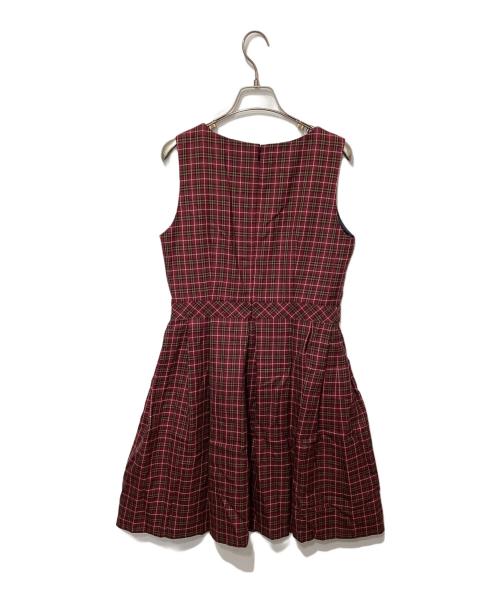 BLUE LABEL CRESTBRIDGE（ブルーレーベルクレストブリッジ）BLUE LABEL CRESTBRIDGE (ブルーレーベルクレストブリッジ) ノースリーブチェックワンピース レッド サイズ:38の古着・服飾アイテム