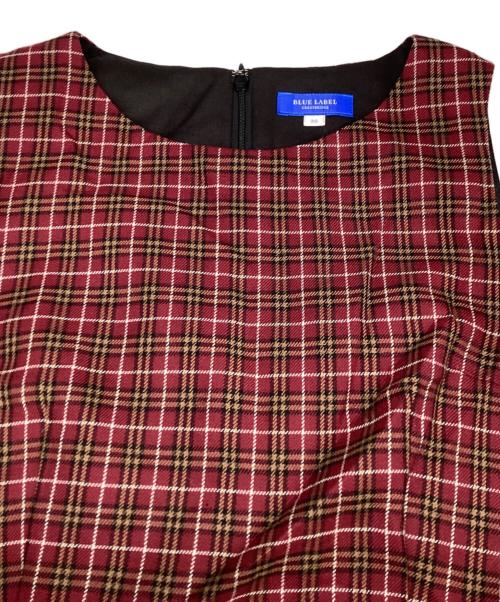 BLUE LABEL CRESTBRIDGE（ブルーレーベルクレストブリッジ）BLUE LABEL CRESTBRIDGE (ブルーレーベルクレストブリッジ) ノースリーブチェックワンピース レッド サイズ:38の古着・服飾アイテム
