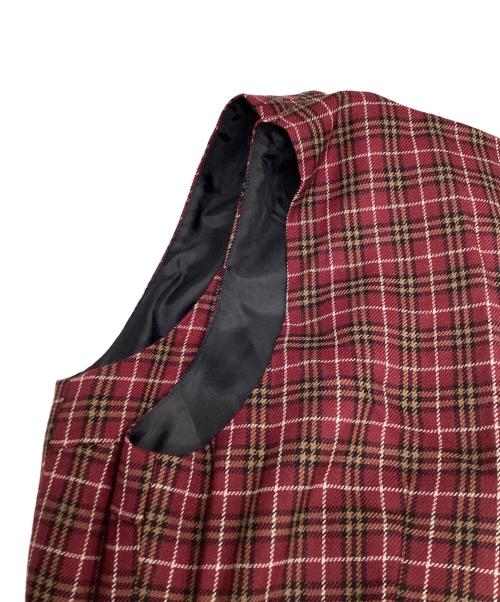 BLUE LABEL CRESTBRIDGE（ブルーレーベルクレストブリッジ）BLUE LABEL CRESTBRIDGE (ブルーレーベルクレストブリッジ) ノースリーブチェックワンピース レッド サイズ:38の古着・服飾アイテム