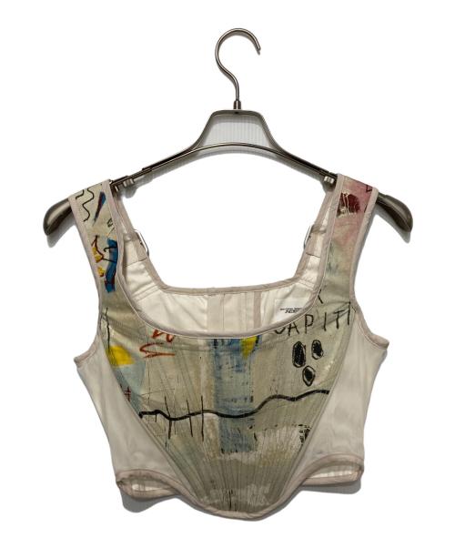 H&M（エイチアンドエム）H&M (エイチアンドエム) Jean-Michel Basquiat (ジャン ミシェル バスキア) デザインコルセット マルチカラー サイズ:38の古着・服飾アイテム