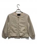 green label relaxingグリーンレーベルリラクシング）の古着「クルーネック ギャザー ブルゾン」｜ベージュ