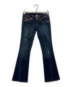 TRUE RELIGIONトゥルー レリジョン）の古着「JOEYダメージ加工フレアデニムパンツ」｜インディゴ