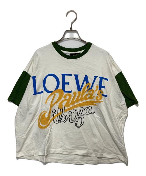 LOEWE（ロエベ）LOEWE (ロエベ) Paula’s Ibiza (パウラズ イビザ) ロゴプリントショートTシャツ アイボリー×グリーン サイズ:Sの古着・服飾アイテム