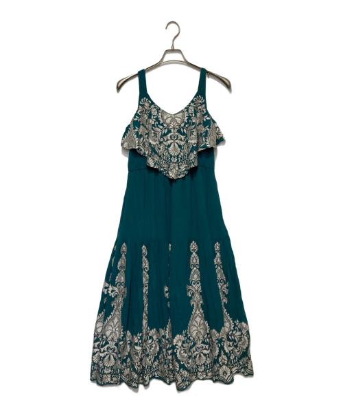 GRACE CONTINENTAL（グレースコンチネンタル）GRACE CONTINENTAL (（グレースコンチネンタル) アラベスク刺繍ロングワンピース グリーン サイズ:Freeの古着・服飾アイテム