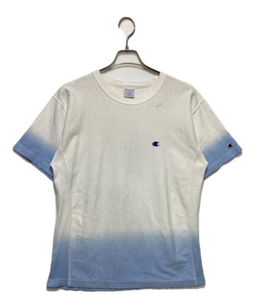 Champion（チャンピオン）Champion (チャンピオン) グラデーションtシャツ ホワイト×ブルー サイズ:Ｍの古着・服飾アイテム