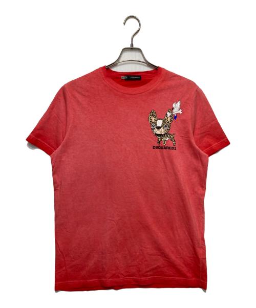 DSQUARED2（ディースクエアード）DSQUARED2 (ディースクエアード) プリントTシャツ レッド サイズ:XXLの古着・服飾アイテム