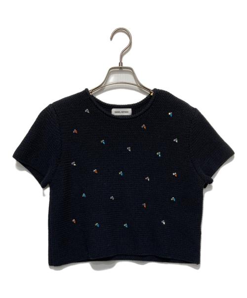 EMMEL REFINES（エメル リファインズ）EMMEL REFINES (エメル リファインズ) ビジュー ショートスリーブ ニットプルオーバー ブラック サイズ:-の古着・服飾アイテム