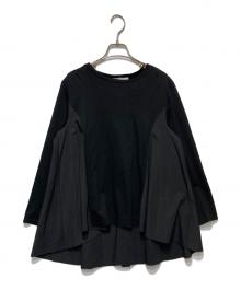 BEARDSLEY（ビアズリー）の古着「布帛コンビウシロフレアカットソー」｜ネイビー