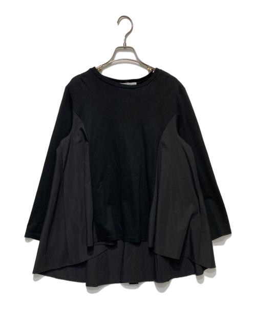 BEARDSLEY（ビアズリー）BEARDSLEY (ビアズリー) 布帛コンビウシロフレアカットソー ネイビー サイズ:Fの古着・服飾アイテム