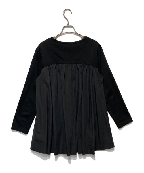 BEARDSLEY（ビアズリー）BEARDSLEY (ビアズリー) 布帛コンビウシロフレアカットソー ネイビー サイズ:Fの古着・服飾アイテム