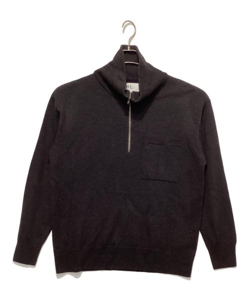 MHL（エムエイチエル）MHL (エムエイチエル) ウールリネンハーフジップニット ブラック サイズ:Ｌの古着・服飾アイテム