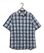 BROOKS BROTHERSブルックスブラザーズ）の古着「ブロックチェック半袖シャツ」｜ブルー