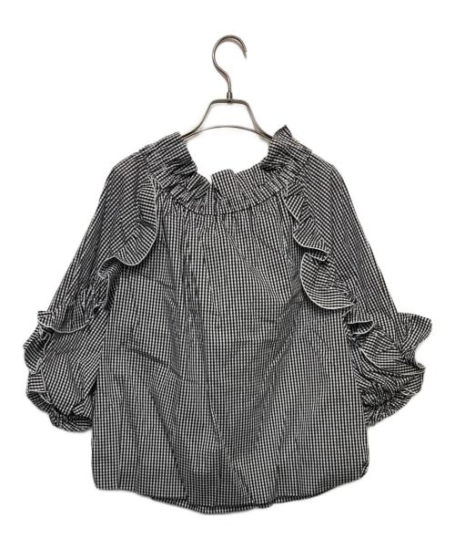 Apuweiser-riche（アプワイザーリッシェ）Apuweiser-riche (アプワイザーリッシェ) フリルギャザーブラウス ホワイト×ブラック サイズ:2 未使用品の古着・服飾アイテム