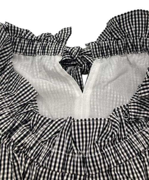 Apuweiser-riche（アプワイザーリッシェ）Apuweiser-riche (アプワイザーリッシェ) フリルギャザーブラウス ホワイト×ブラック サイズ:2 未使用品の古着・服飾アイテム