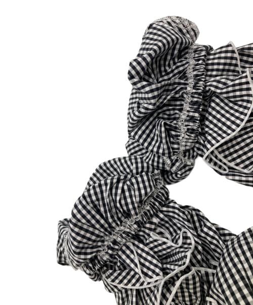 Apuweiser-riche（アプワイザーリッシェ）Apuweiser-riche (アプワイザーリッシェ) フリルギャザーブラウス ホワイト×ブラック サイズ:2 未使用品の古着・服飾アイテム