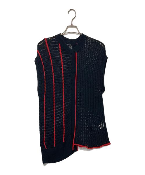 shoop（シュープ）shoop (シュープ) シースルーニットベスト ブラック×レッド サイズ:-の古着・服飾アイテム