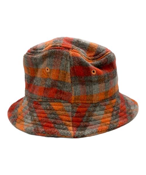 stussy（ステューシー）stussy (ステューシー) Brushed Plaid Bucket Hat レッド×グレーの古着・服飾アイテム