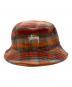 stussy (ステューシー) Brushed Plaid Bucket Hat レッド×グレー：4500円