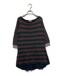 UNDERCOVER（アンダーカバー）の古着「ボーダーニットワンピース」｜ワインレッド×グリーン