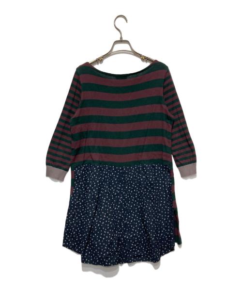 UNDERCOVER（アンダーカバー）UNDERCOVER (アンダーカバー) ボーダーニットワンピース ワインレッド×グリーン サイズ:1の古着・服飾アイテム