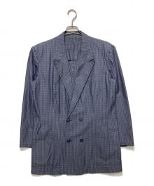 Y's for men（ワイズフォーメン）の古着「80s チェックダブルジャケット」｜ネイビー