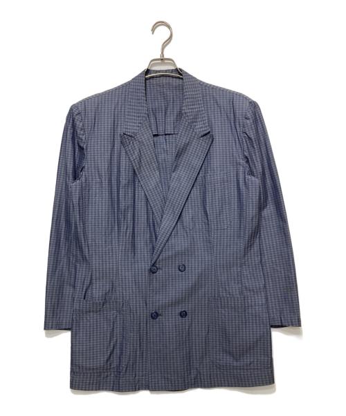 Y's for men（ワイズフォーメン）Y's for men (ワイズフォーメン) 80s チェックダブルジャケット ネイビー サイズ:Mの古着・服飾アイテム