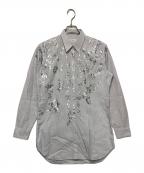DRIES VAN NOTENドリスヴァンノッテン）の古着「フラワー柄ストライプシャツ」｜ホワイト
