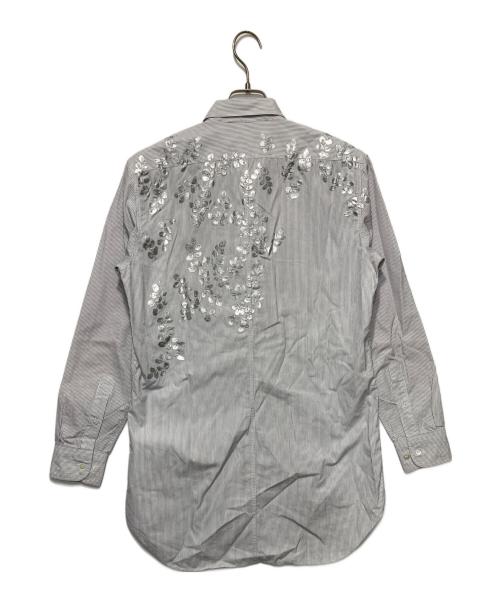 DRIES VAN NOTEN（ドリスヴァンノッテン）DRIES VAN NOTEN (ドリスヴァンノッテン) フラワー柄ストライプシャツ ホワイト サイズ:38の古着・服飾アイテム
