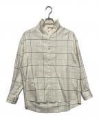 CULLNIクルニ）の古着「Window pane Check Stand Collar Shirts」｜ホワイト×ブラック
