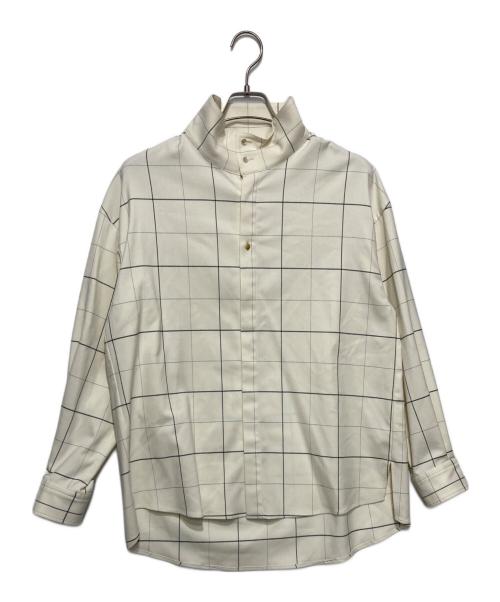 CULLNI（クルニ）CULLNI (クルニ) Window pane Check Stand Collar Shirts ホワイト×ブラック サイズ:1の古着・服飾アイテム