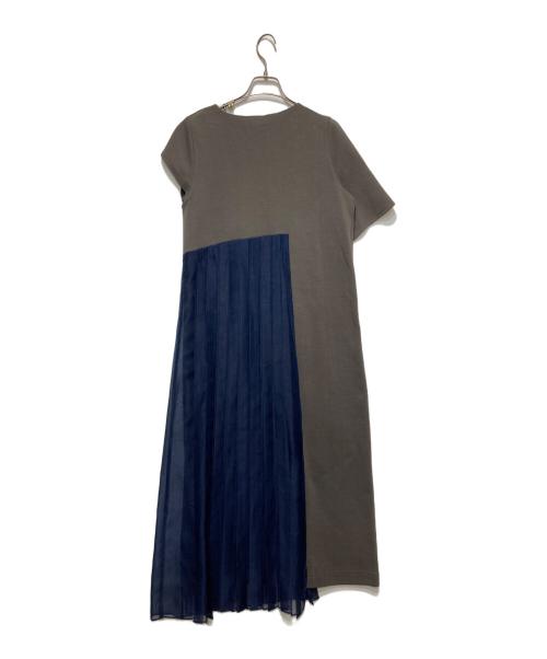 AULA AILA（アウラアイラ）AULA AILA (アウラアイラ) アシンメトリープリーツドレス グレー×ブルーの古着・服飾アイテム