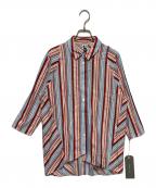 PLAIN PEOPLEプレインピープル）の古着「コットンドビーストライプシャツ」｜ブルー×レッド