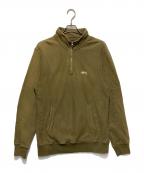 stussyステューシー）の古着「Overdyed Stock Logo Mock Neck Sweat」｜オリーブ