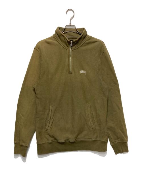 stussy（ステューシー）stussy (ステューシー) Overdyed Stock Logo Mock Neck Sweat オリーブ サイズ:Ｌの古着・服飾アイテム
