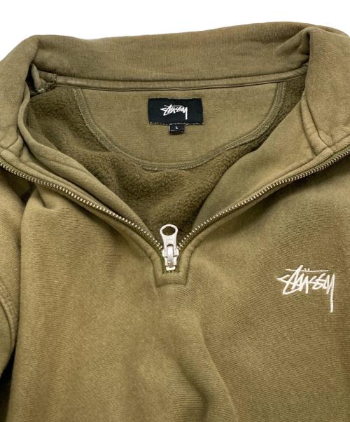 stussy（ステューシー）stussy (ステューシー) Overdyed Stock Logo Mock Neck Sweat オリーブ サイズ:Ｌの古着・服飾アイテム
