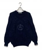Burberry'sバーバリー）の古着「ホースロゴ刺繍ニット」｜ネイビー