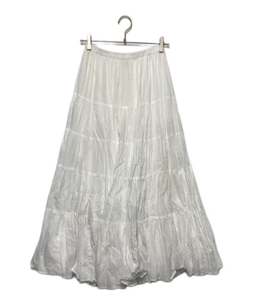 Spick and Span（スピックアンドスパン）Spick and Span (スピックアンドスパン) HYU 100/ボイルティアードスカート ホワイト サイズ:38の古着・服飾アイテム