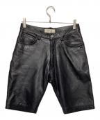 JOHNBULLジョンブル）の古着「レザーハーフパンツ」｜ブラック